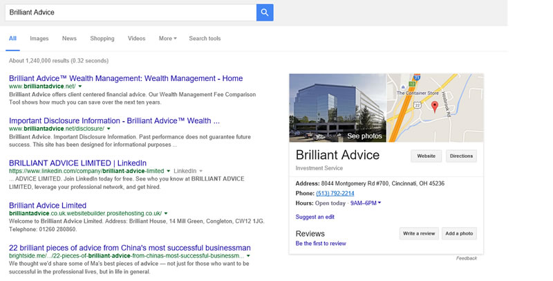 SEO-BrilliantAdviceRankedNumber1inGoogle